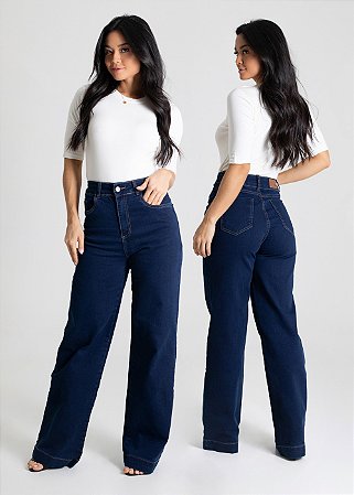 CALÇA SAWARY WIDE LEG ESCURA ZR