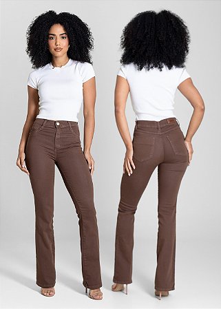 CALÇA JEANS SAWARY BOOT CUT MARROM LY