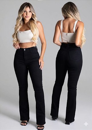 CALÇA JEANS SAWARY BOOT CUT PRETA LE
