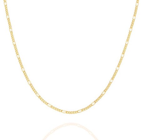 CORDÃO ROMMANEL DOURADO ELO ALTERNADO 530072 DE 60 CM