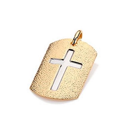 PINGENTE ROMMANEL PLACA FOSCA COM CRUZ CENTRAL EM RHODIUM 541579