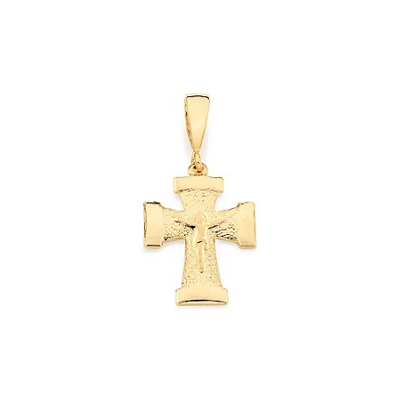 PINGENTE ROMMANEL CRUZ FOSCA COM PONTAS LISAS E CRISTO EM RELEVO 540698