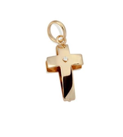 PINGENTE ROMMANEL CRUZ LISA COM LATERAIS ABERTAS E ZIRCONIA CENTRAL 540489
