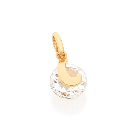 PINGENTE ROMMANEL CRISTAL SOLITÁRIO BRANCO COM GARRA TIPO VIRGULA 541672-06