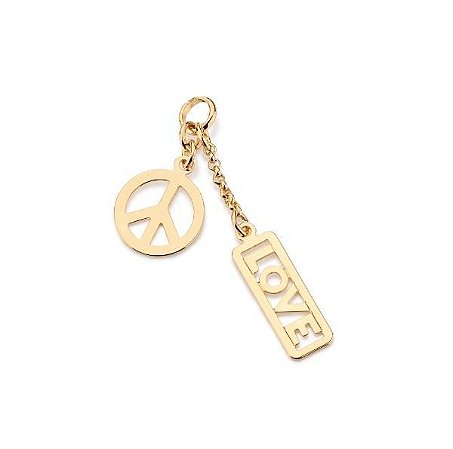 PINGENTE ROMMANEL SIMBOLO PAZ E AMOR E PLACA VAZADA ESCRITO LOVE 541574