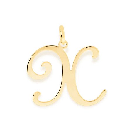 PINGENTE ROMMANEL DOURADO LETRA LISA DESENHADA 540675 – Letra X