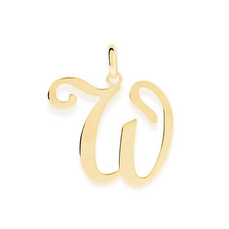 PINGENTE ROMMANEL DOURADO LETRA LISA DESENHADA 540675 – Letra W