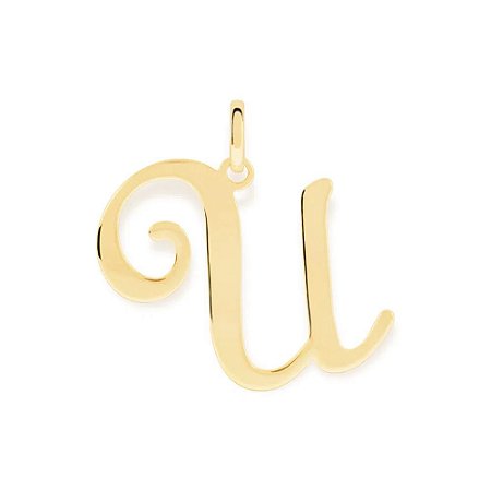 PINGENTE ROMMANEL DOURADO LETRA LISA DESENHADA 540675 – Letra U