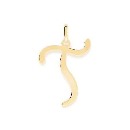 PINGENTE ROMMANEL DOURADO LETRA LISA DESENHADA 540675 – Letra T