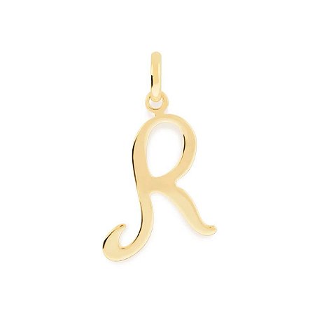 PINGENTE ROMMANEL DOURADO LETRA LISA DESENHADA 540675 – Letra R