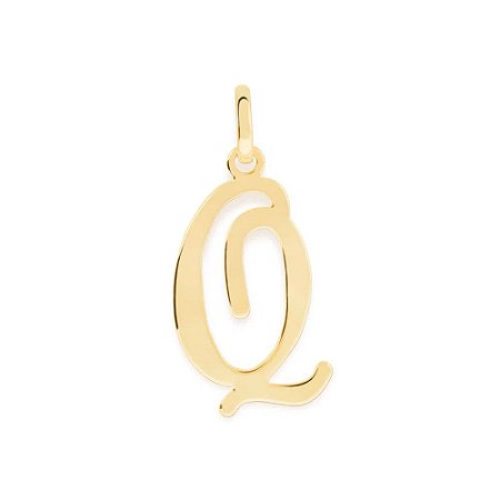 PINGENTE ROMMANEL DOURADO LETRA LISA DESENHADA 540675 – Letra Q