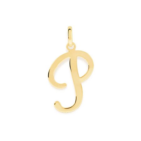 PINGENTE ROMMANEL DOURADO LETRA LISA DESENHADA 540675 – Letra P
