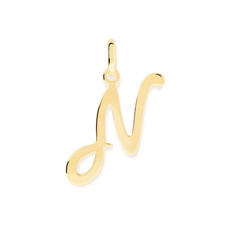 PINGENTE ROMMANEL DOURADO LETRA LISA DESENHADA 540675 – Letra N
