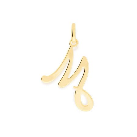 PINGENTE ROMMANEL DOURADO LETRA LISA DESENHADA 540675 – Letra M