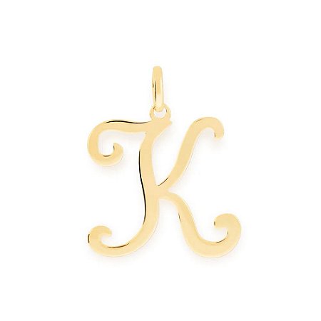 PINGENTE ROMMANEL DOURADO LETRA LISA DESENHADA 540675 – Letra K