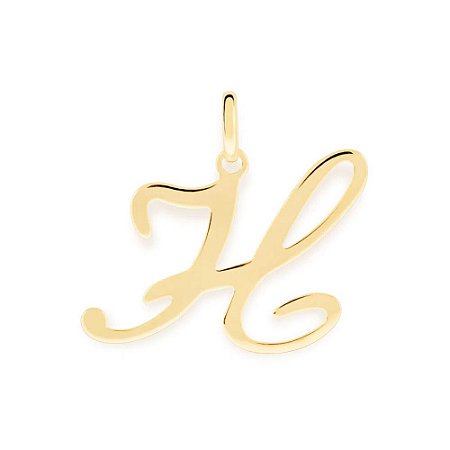 PINGENTE ROMMANEL DOURADO LETRA LISA DESENHADA 540675 – Letra H