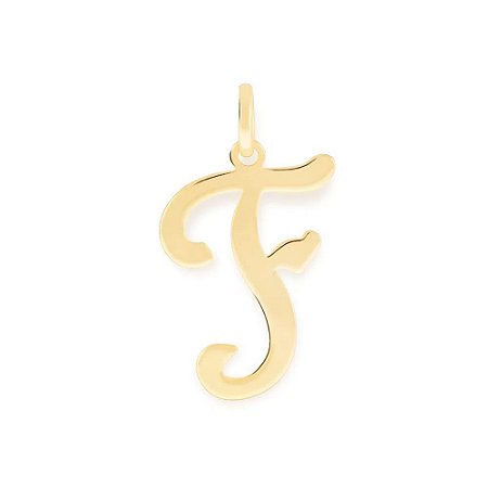 PINGENTE ROMMANEL DOURADO LETRA LISA DESENHADA 540675 – Letra F