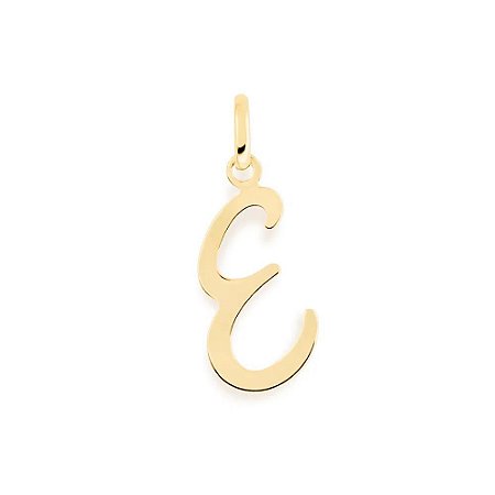 PINGENTE ROMMANEL DOURADO LETRA LISA DESENHADA 540675 – Letra E