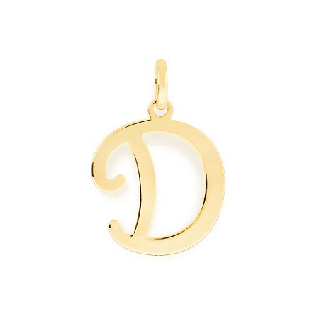 PINGENTE ROMMANEL DOURADO LETRA LISA DESENHADA 540675 – Letra D