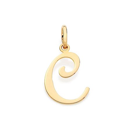 PINGENTE ROMMANEL DOURADO LETRA LISA DESENHADA 540675 – Letra C