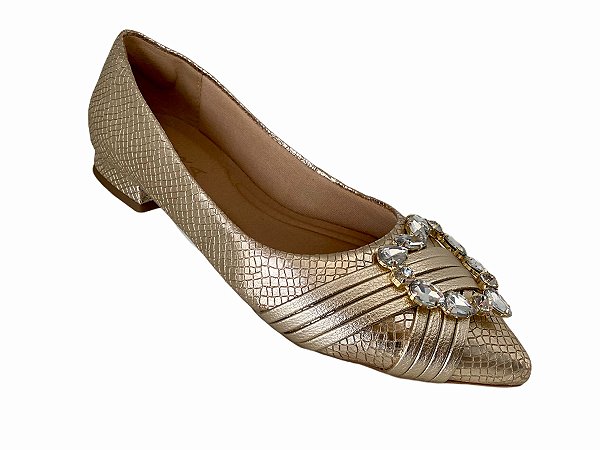 sapatilha dourada bico fino