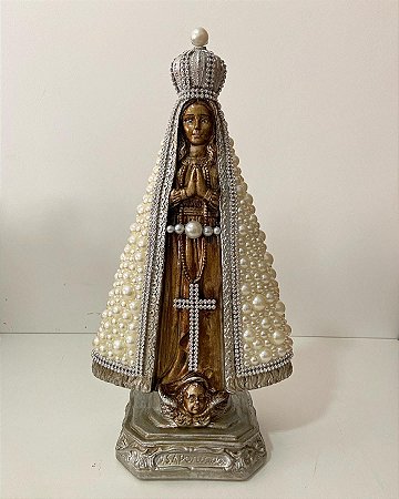 Imagem de Nossa Senhora Aparecida 33cm com pérolas