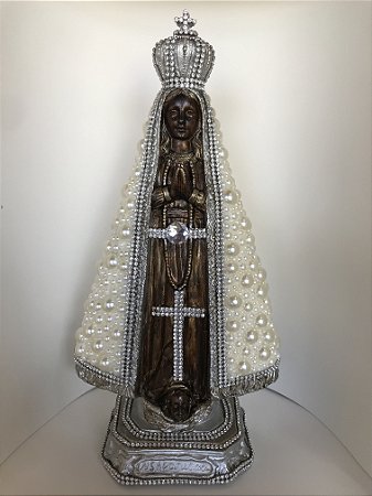 Imagem de Nossa Senhora Aparecida 33cm com pérolas