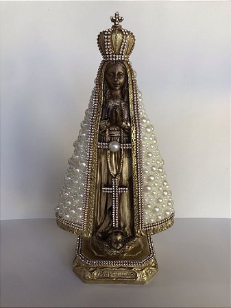 Imagem de Nossa Senhora Aparecida 33cm com pérolas