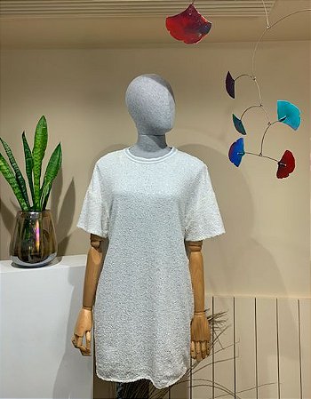 ZARA vestido branco paetês M - Second Hand / Brecho