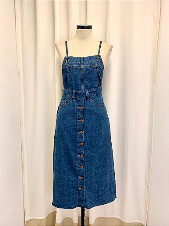 Vestido jardineira sales jeans midi