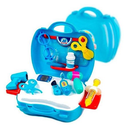 Maleta Multilaser Workshop JR Médico com 16 Itens Azul Multikids BR774