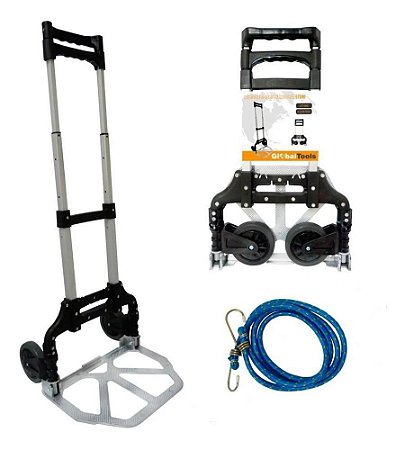 Carrinho De Carga Aluminio Dobravel 80kg Globalmix Gt080