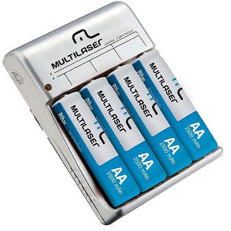 Carregador De Pilhas Multilaser C/ 4 Pilhas Aa Rm02 - Cb054