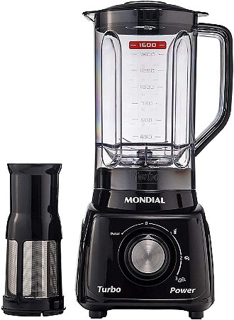 Liquidificador Turbo Power L-99 FB 2,2L Com Filtro 3 Velocidades 500w Preto Mondial 220v