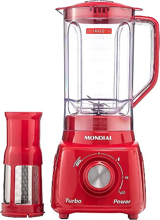 Liquidificador Turbo Power L-99 FR 2,2L Com Filtro 3 Velocidades 500w Vermelho Mondial 220v