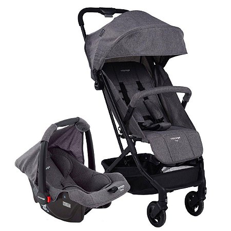 Carrinho Com Bebê Conforto Travel System Yupi Cinza Voyage CAX00494