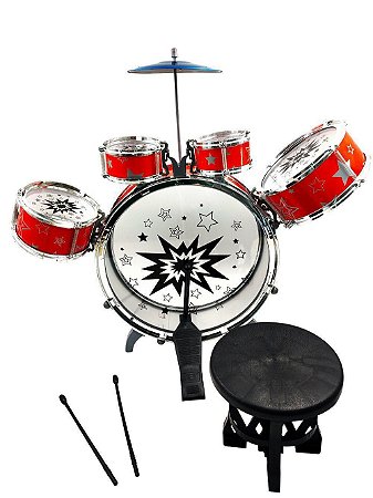 Bateria Infantil com banquinho Importway BW039VM Vermelho