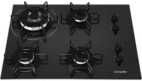 Cooktop Mueller 04 Bocas Tripla Chama MCG134BG1 Preto