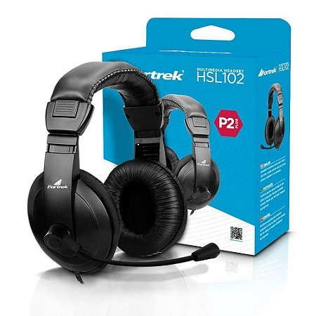 Fone Multimídia HSL-102  PT Preto Fortrek 00062889