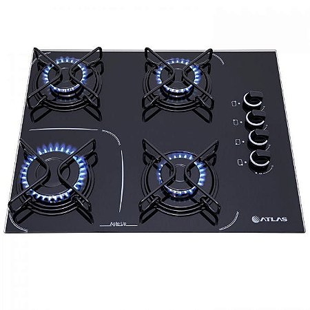 Cooktop Atlas 4 Bocas Ultra Chama Agile Up Bivolt Preto