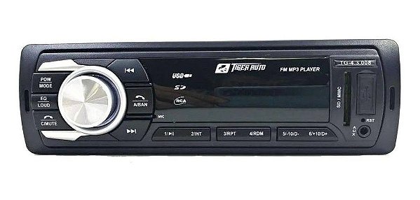 Som automotivo Tiger Auto TG-4.03.008 com USB e bluetooth.