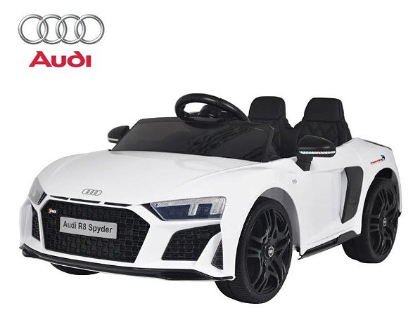 Mini Carro Elétrico Infantil Audi R8 Spyder Branco 12V com Luzes e Som Importway BW123BR