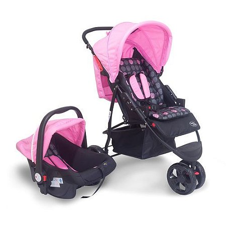 Carrinho Travel System Urban Rosa Baby Style + Cadeira Para Auto 0 A 13kg Urban Rosa Baby Style