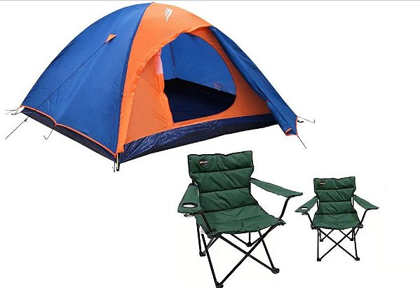 Kit Nautika Barraca Camping Falcon 3 Pessoas + 2 Cadeiras Boni Verde