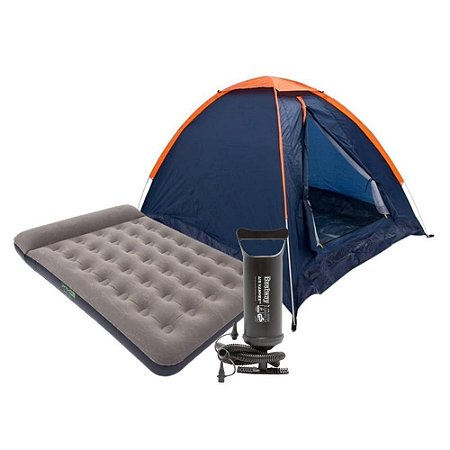 Kit Nautika Barraca Panda 3 Pessoas + Colchão de Casal Star + Bomba de Ar