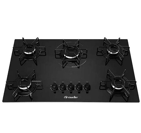 Cooktop Mueller 05 Bocas Ultra Chama MCG115BG1 Preto 601270006