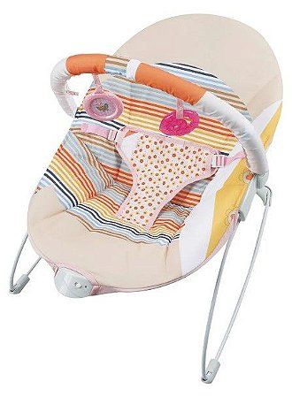 Cadeira de Descanso Vibratória com Cinto Listras Laranja Mastela WL6701-S Ibimboo