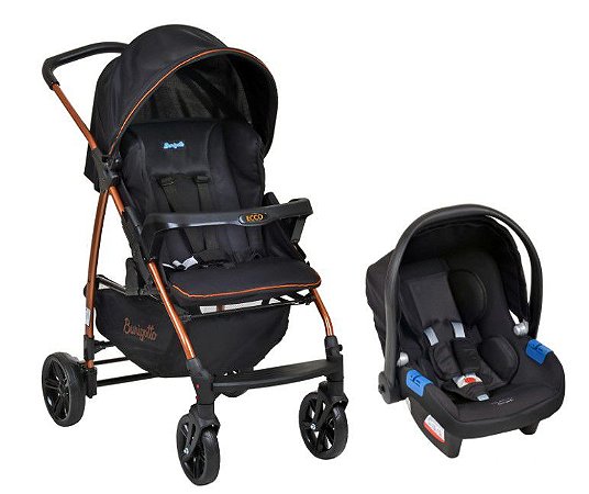 Carrinho de Bebê Travel System Burigotto Ecco Preto/Cobre IXCJ4020PR15