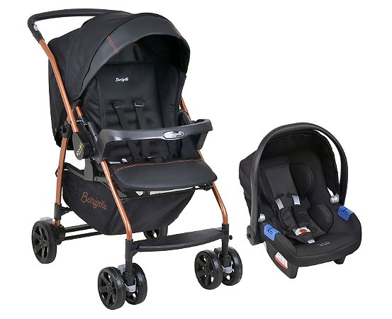 Carrinho de Bebê Travel System Burigotto Rio K Preto/Cobre IXCJ4019PR15