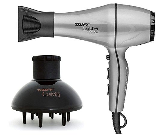 Secador de Cabelo Taiff Style Pro 2000w Prata 110V + Difusor Taiff Curves com Caixa 001000013